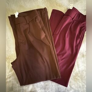 HALARA Women's Pants - Chocolate Brown and Deep Burgundy